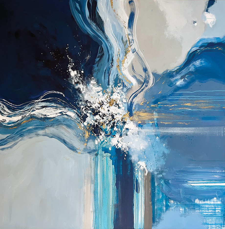 Abstract Painting in Shades of Blue by Christina Johnson