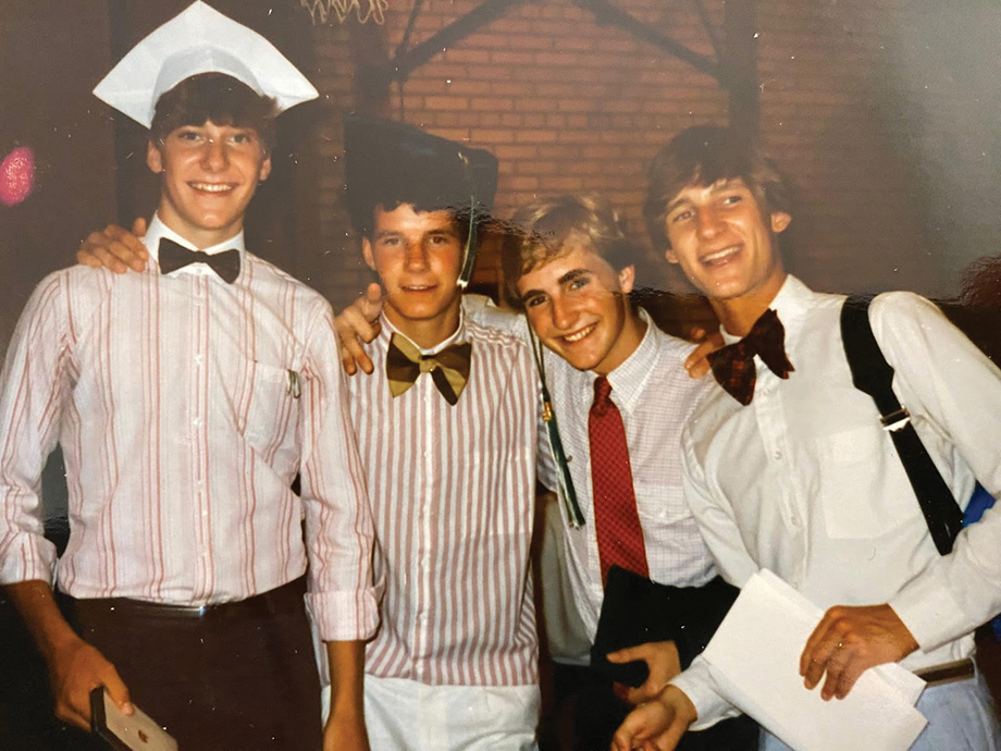 Graduation from EHS, spring of 1984. Left to Right: Bart Anderson, Brian Dahl, Dave Warner, Mike Dobies.