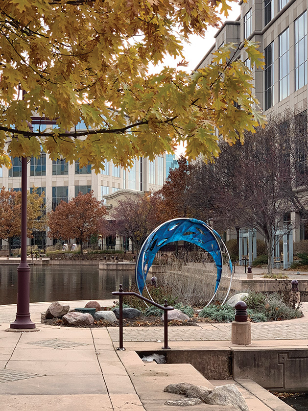 School of Fish, a new sculpture in Centennial Lakes Park