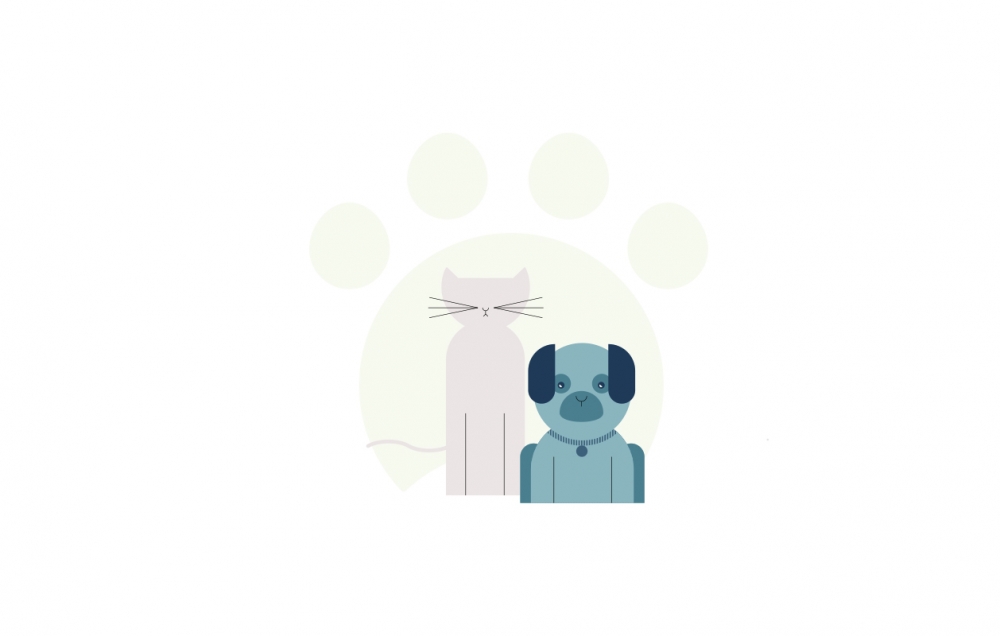 An illustration of a cat and dog.