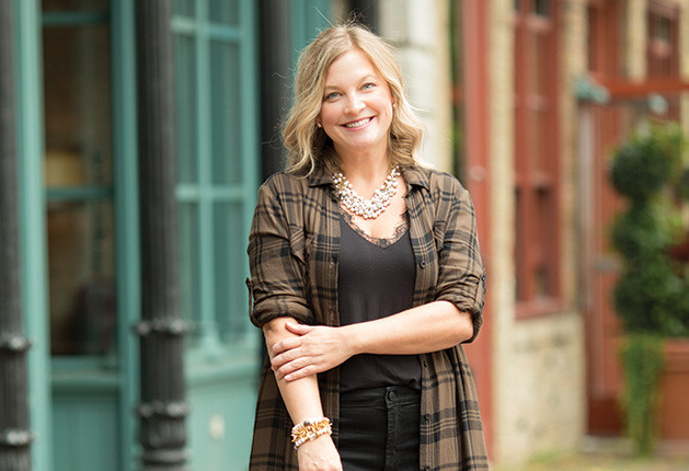 Personal stylist and Prink Style founder Wendy Witherspoon poses in plaid.