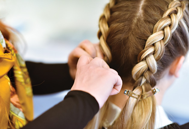 A girl with braided hair