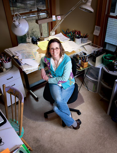 Nancy Carlson in her home office, where she creates clever kids' books and historical essays alike.