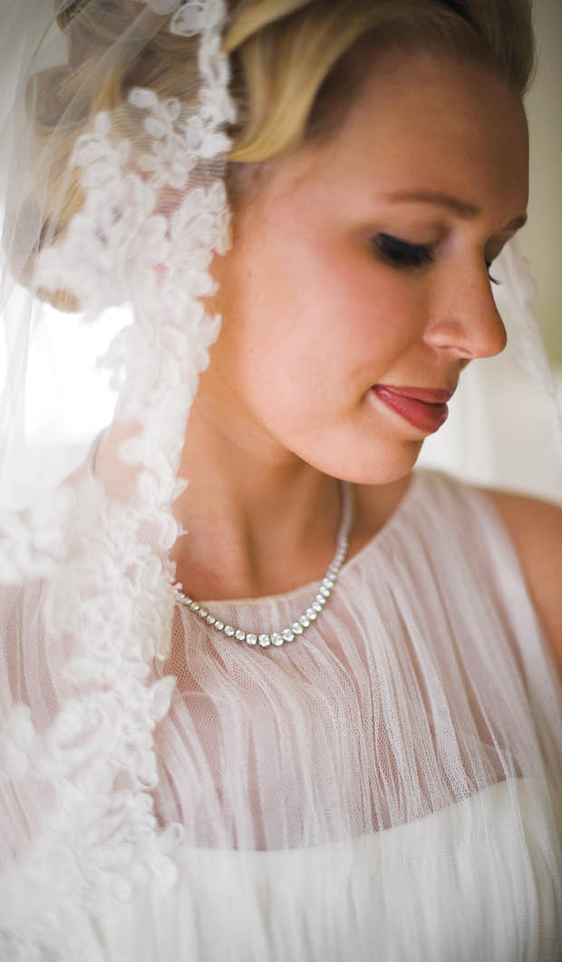 Bride Hannah Anderson with Veil and Wedding Dress