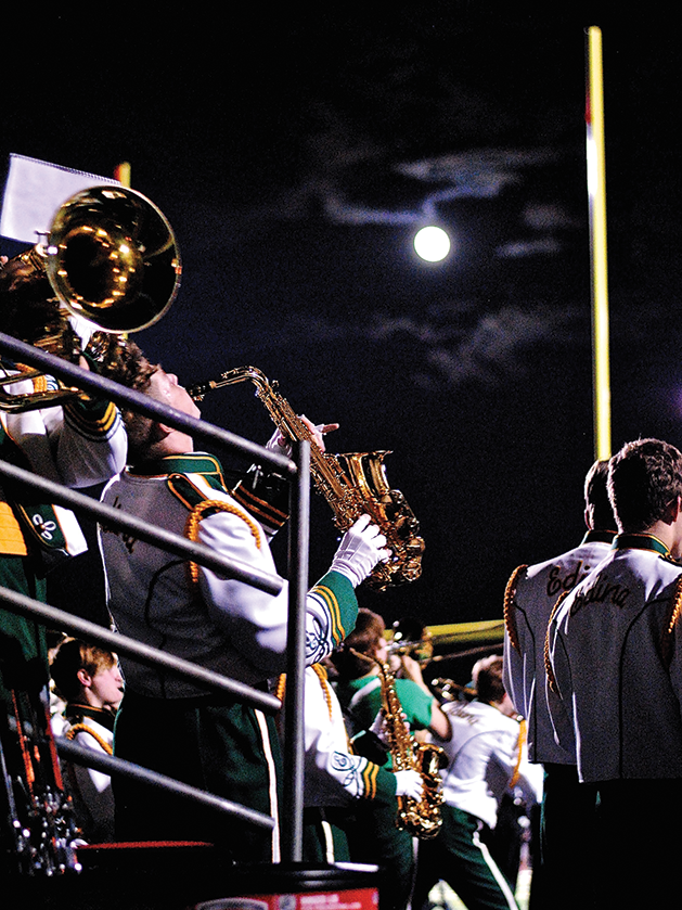 Marching Band by Moonlight, first place winner in Community Events by Suzanne Magnuson.