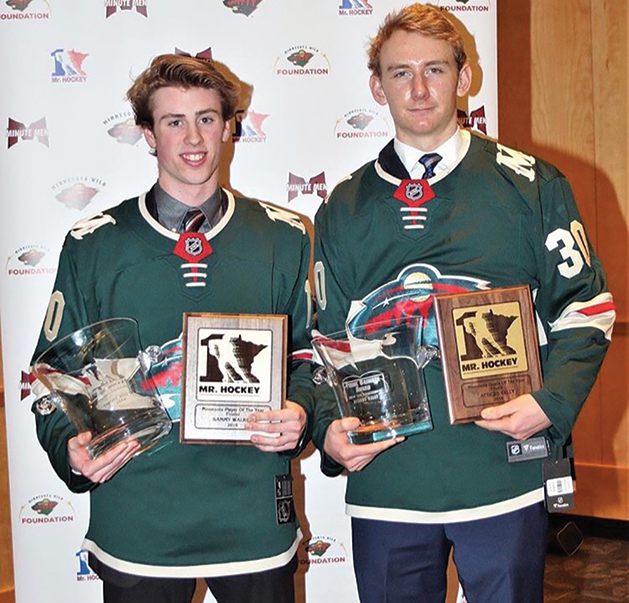 Sammy Walker with his Mr. Hockey award.