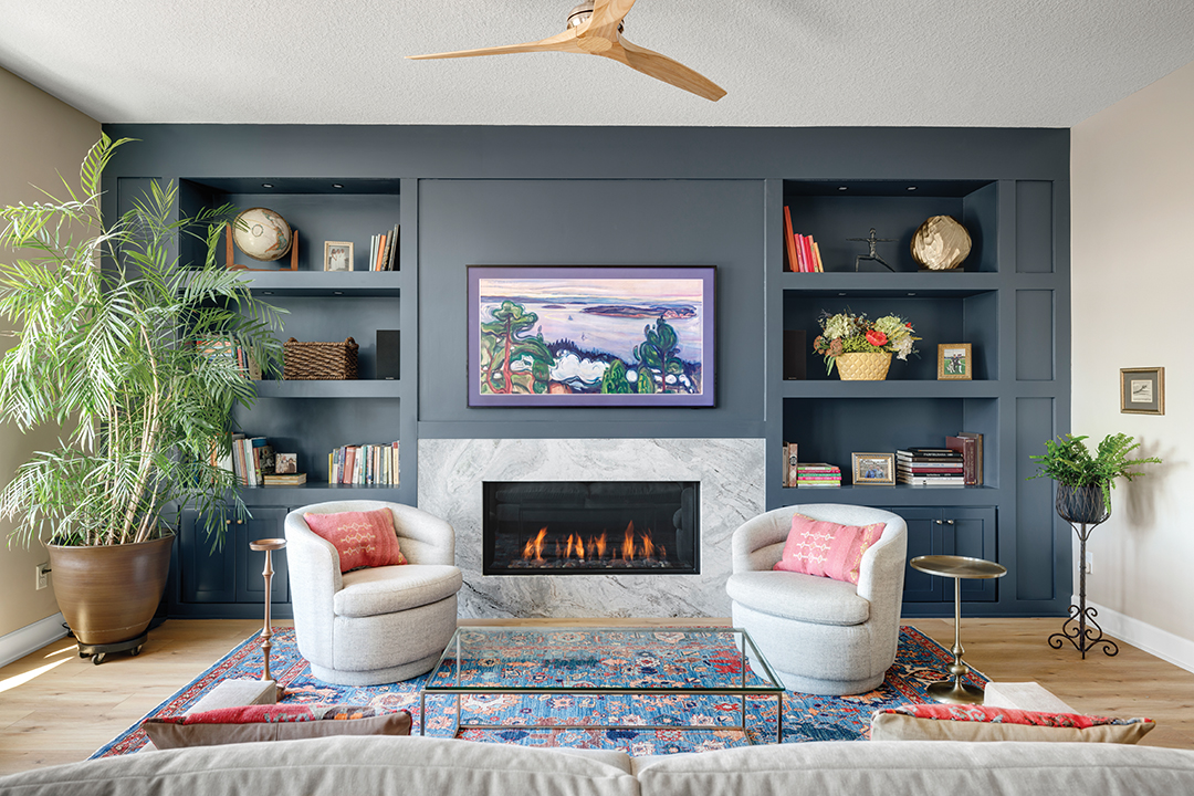 Designer Sara English of Ispiri says color blocking, like the one seen in this home, is the perfect way to jump into incorporating color into a room.