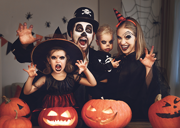 Family dressed up for Halloween