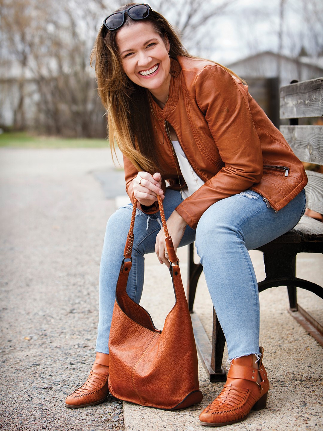 Jennifer Smail says Edina Innovation Lab helped take her business to the next level. She produces a variety of leather bags, like the Day Tripper.