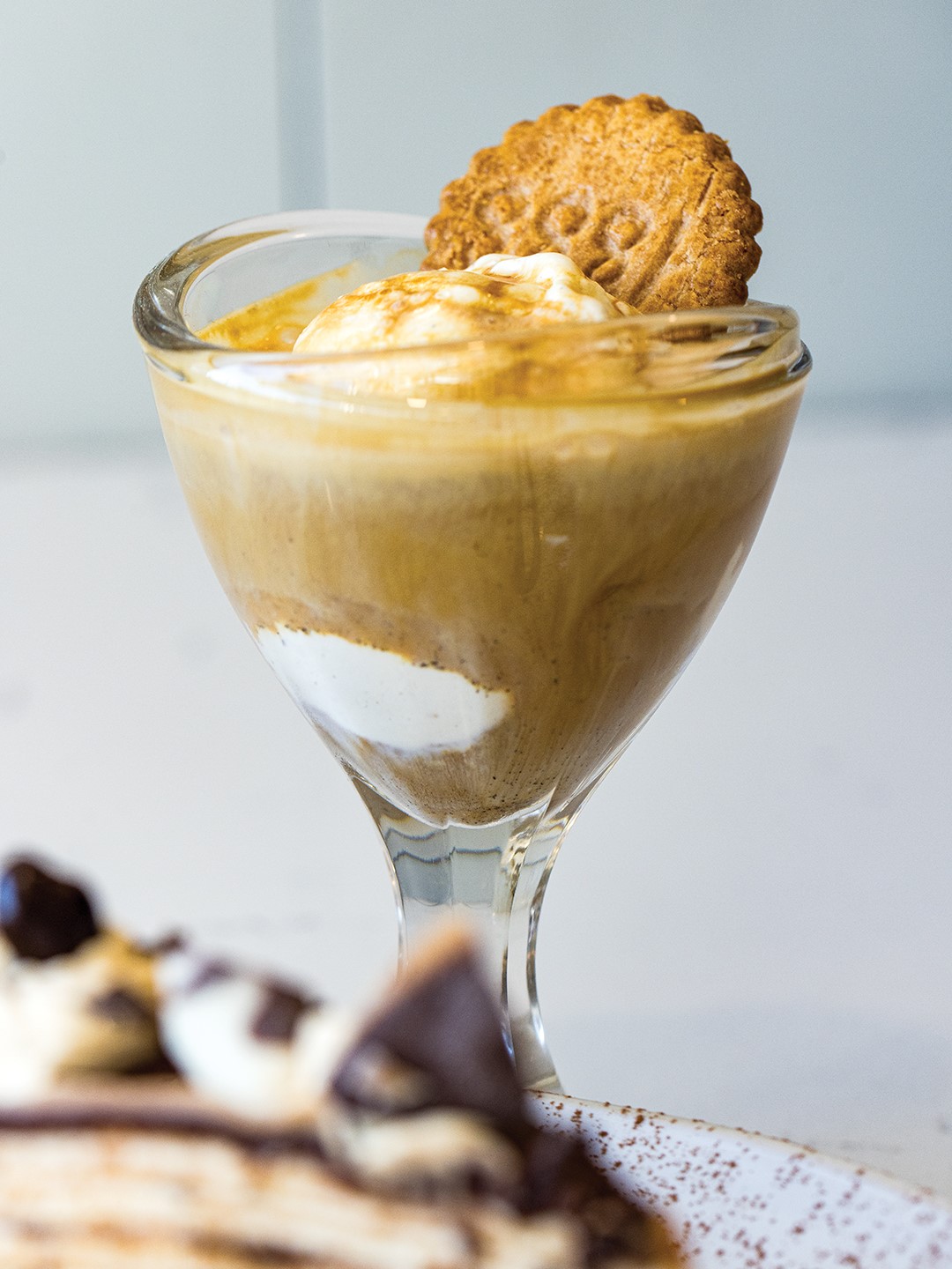 The Affogato is topped with a La Mère Poulard butter biscuit.