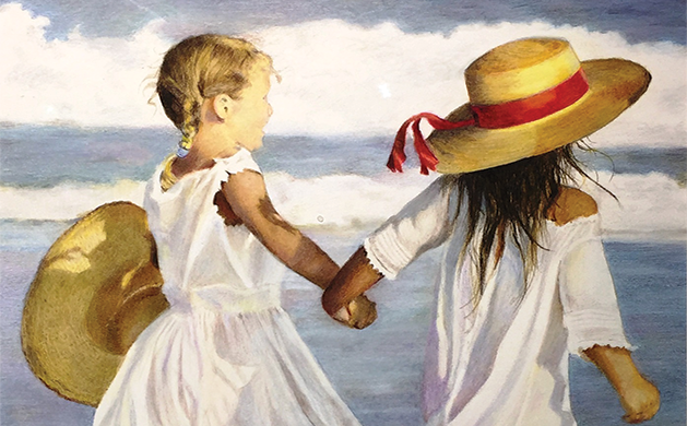 Susan Warfield's painting titled "Beach Buddies" earns a Peer Award.