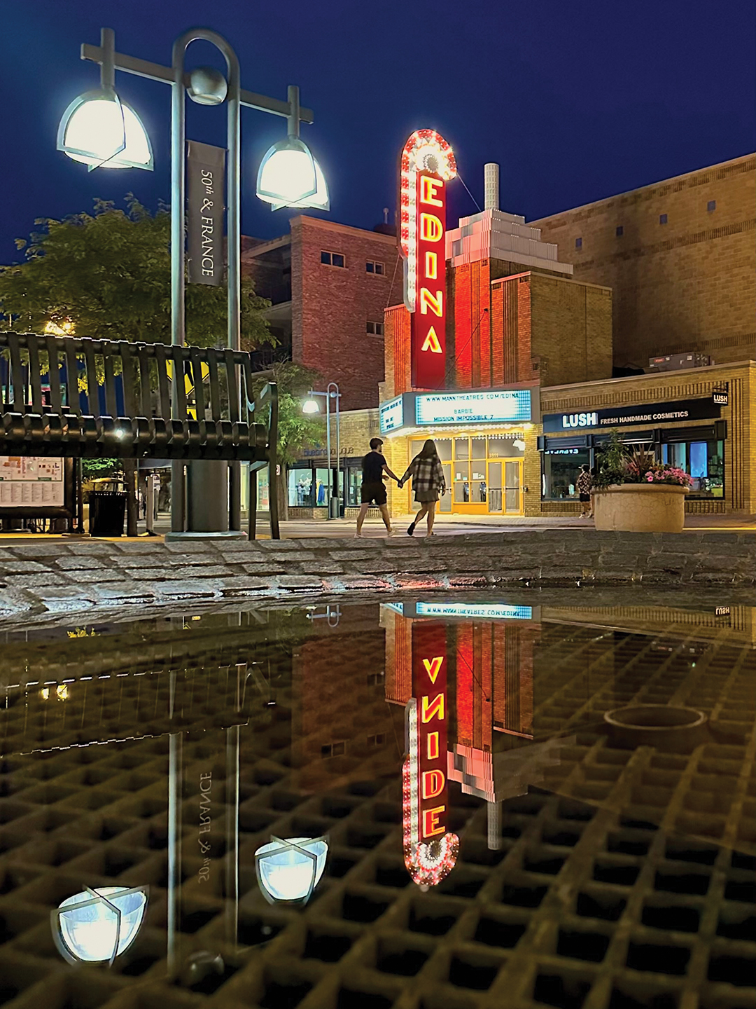 Edina Mann Theatre Marquee at Night