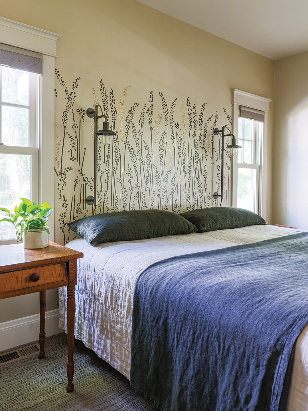 Hand painted mural in primary bedroom.