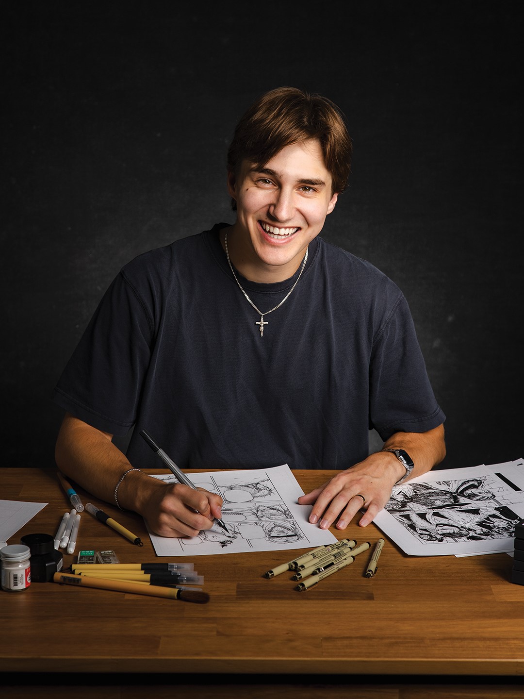 Ethan Johnson drawing manga