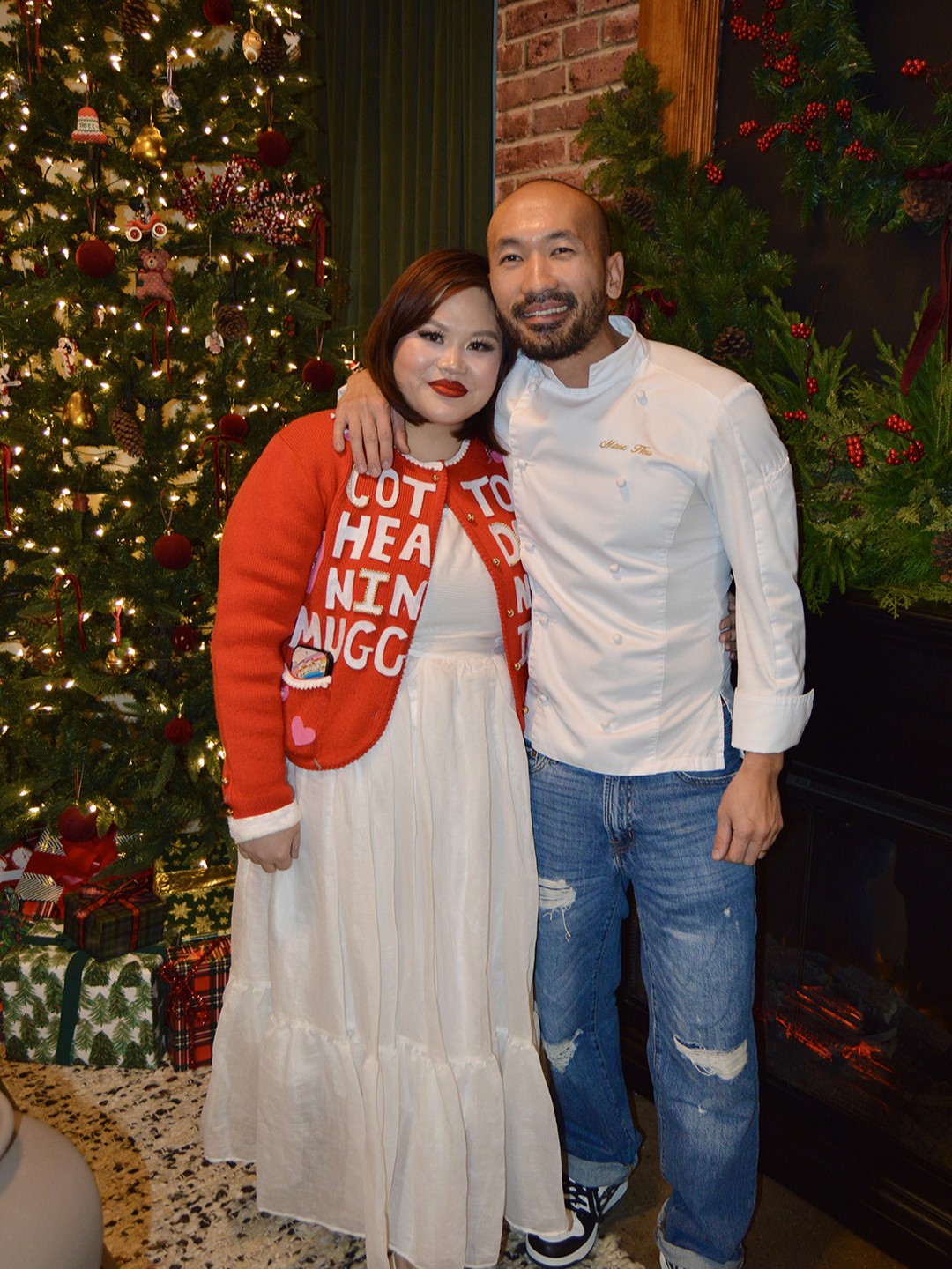 Gaosong and Marc Heu at the grand opening of the Merry Marc Heu Christmas Pop-up in Linden Hills.