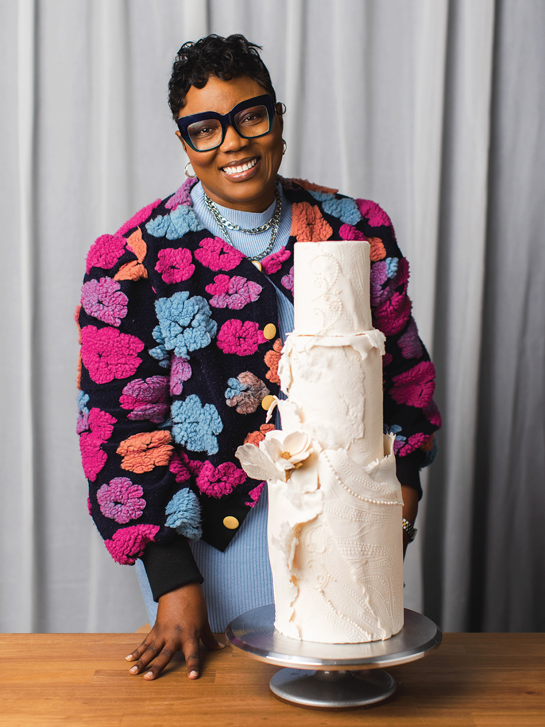 Altreisha Foster poses with one of her gravity-defying creations.