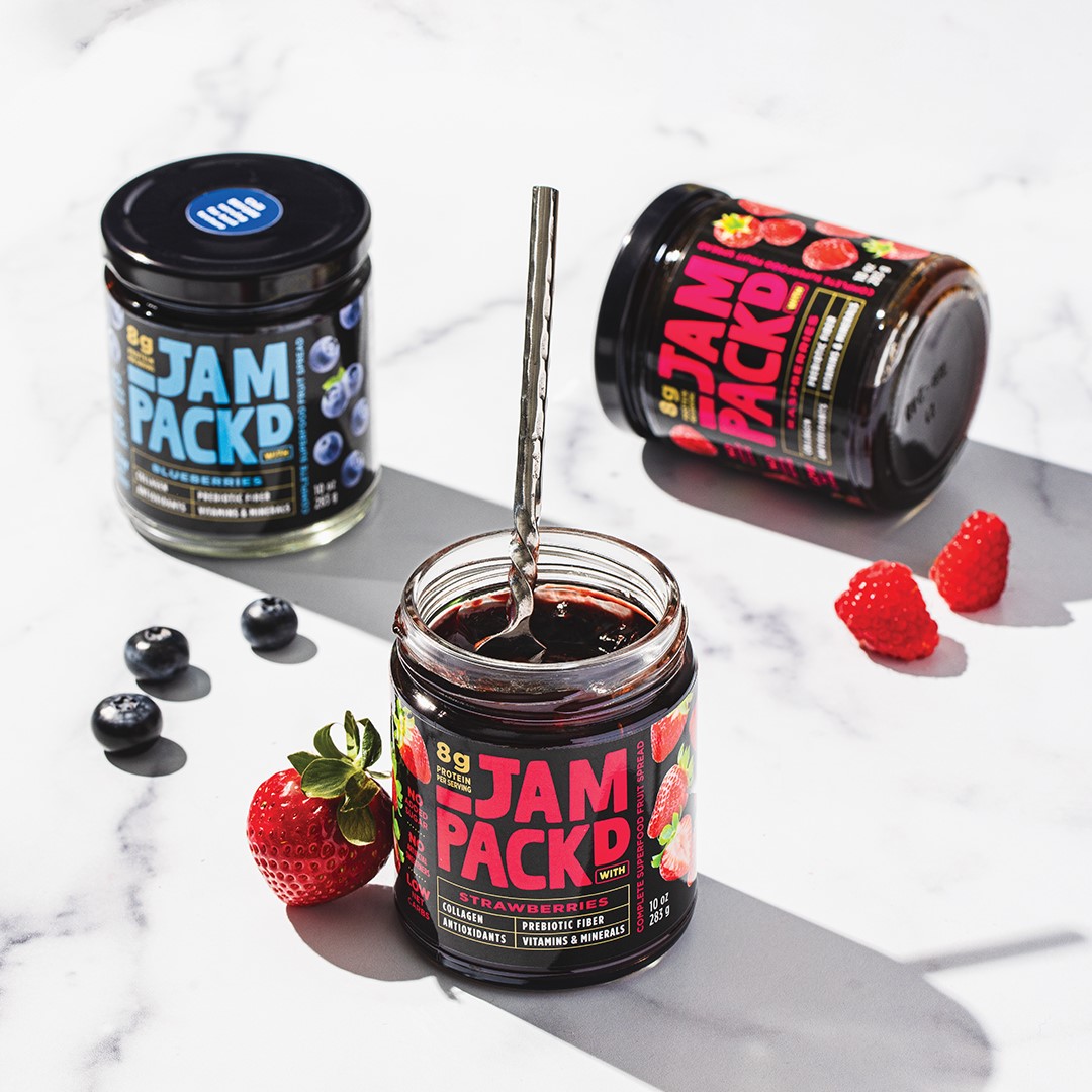 Jam Packd Jams comes in blueberry, raspberry and strawberry flavors. A grape version is in development.