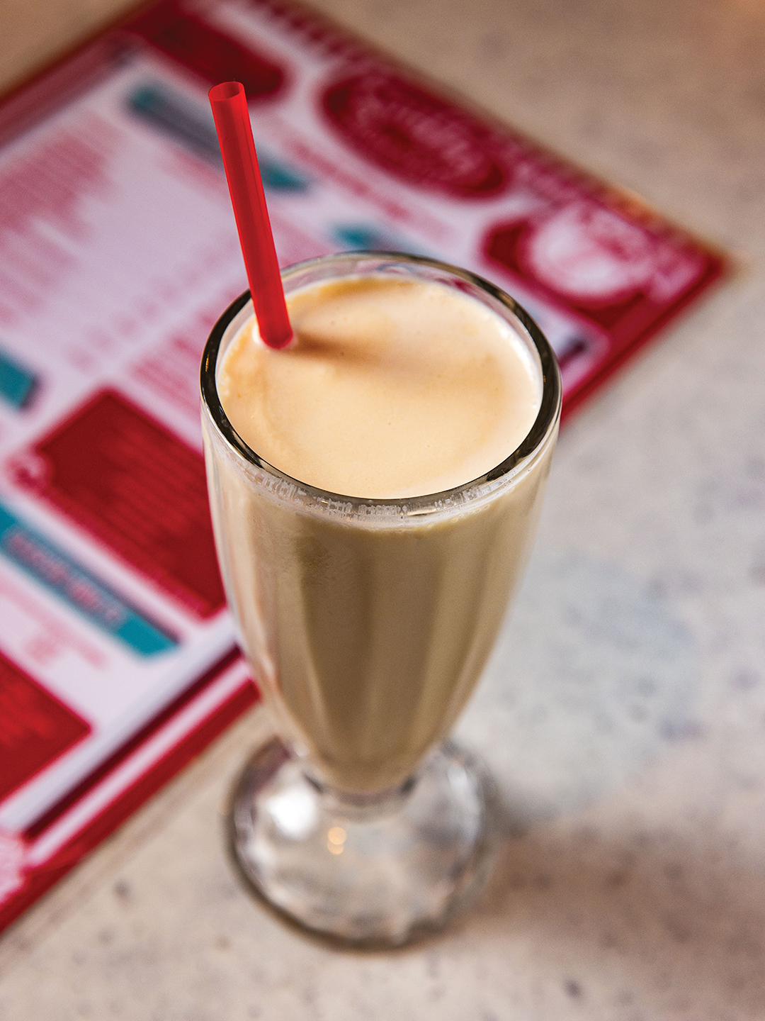 Snuffy’s Malt Shop has a seemingly endless list of malt flavors. Pictured here is a Butterscotch malt.