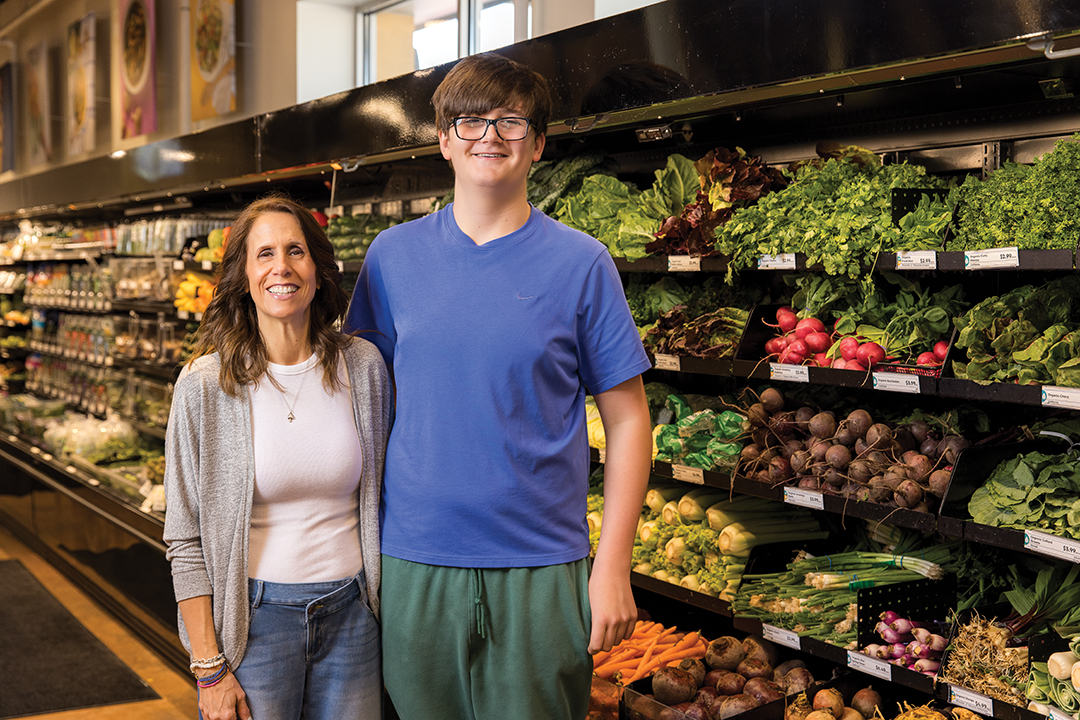 Heather Heier and her son, Alex Lane, at the Wedge. Alex is often the family’s go-to runner for last-minute grocery errands.