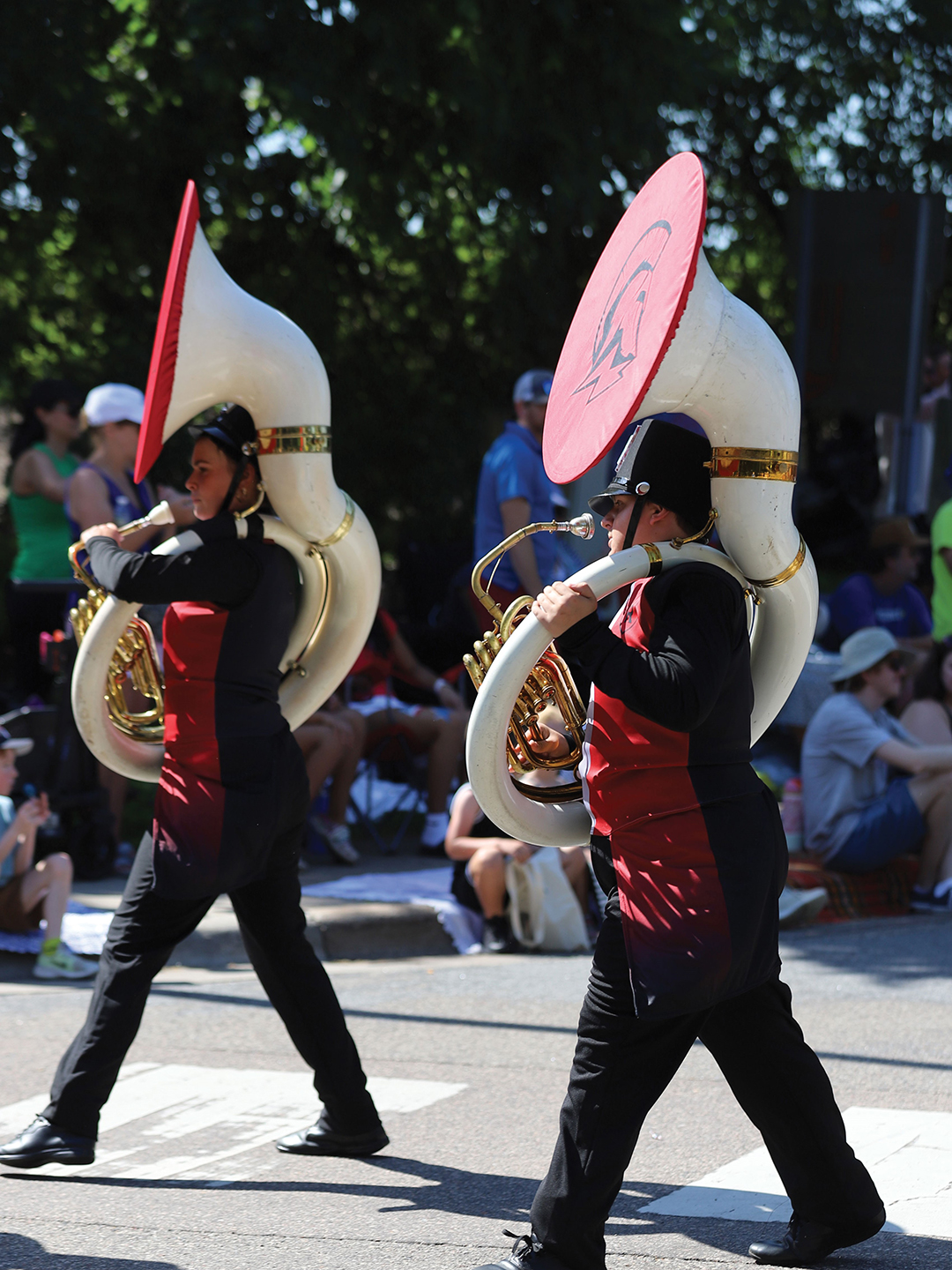 Two trombonists at the Edina Fourth of July parade