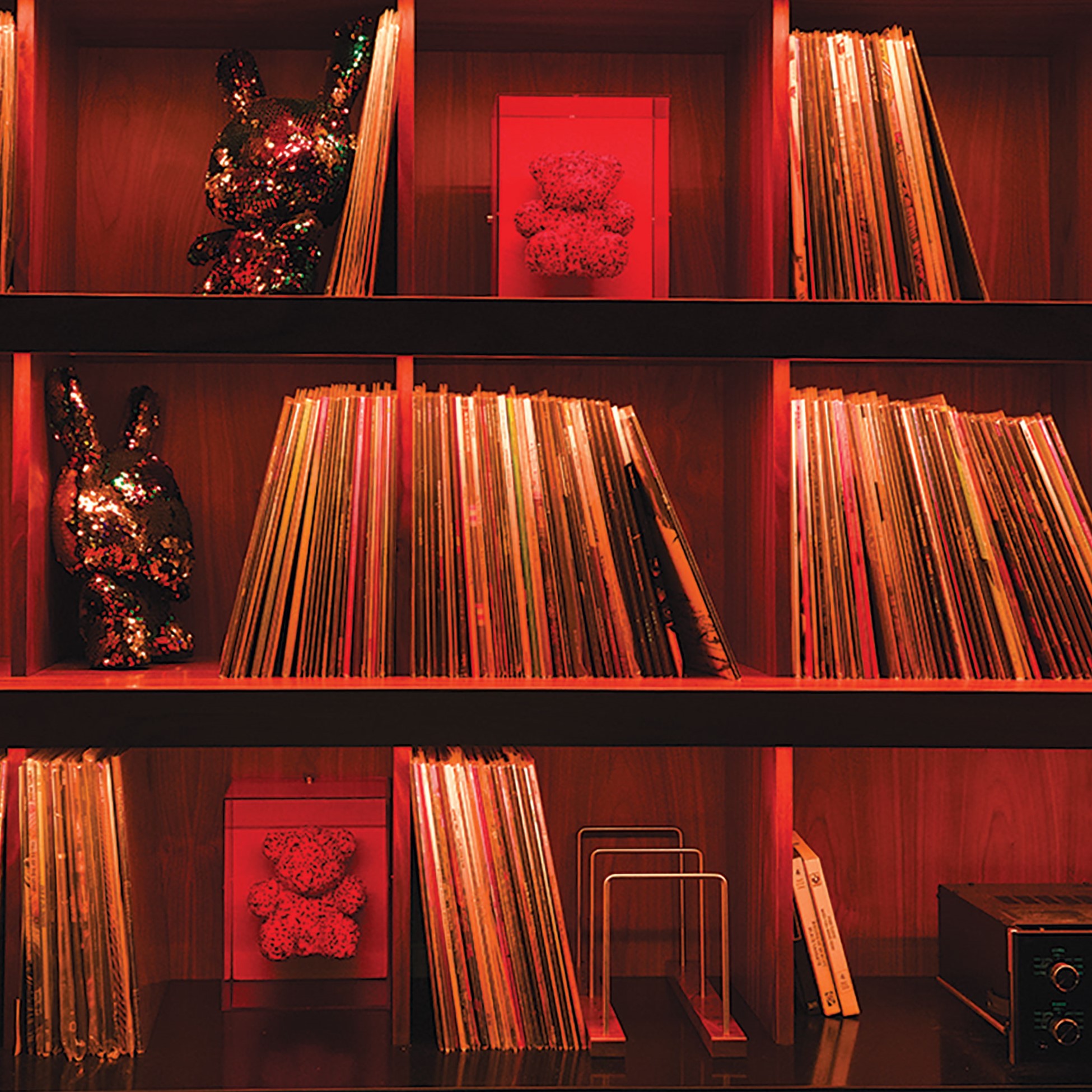 Shelves full of vinyl at noma hi-fi