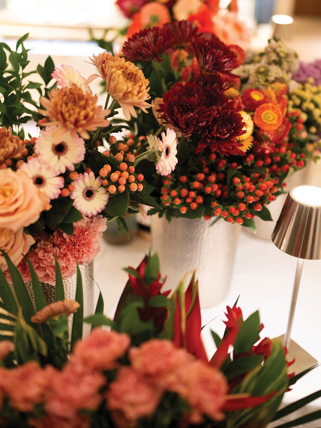 Seasonal flowers are the star of each flower arranging class.