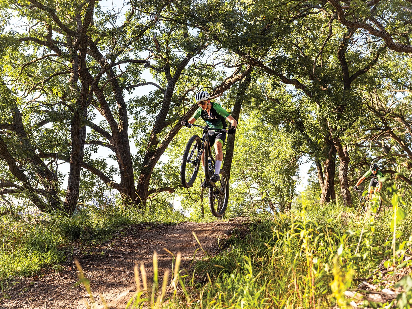 Boy on a mountain bike course