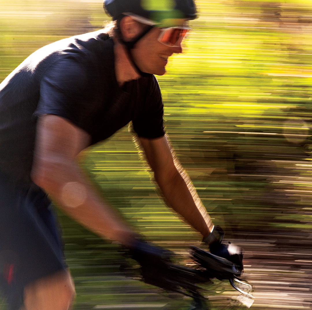 Man mountain biking